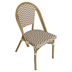 Πολυθρόνα Κήπου ArteLibre BIMINI Καφέ/Λευκό/Καρυδί Αλουμίνιο/Textilene 46x55x88cm