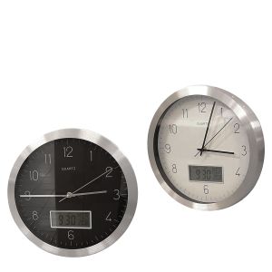 Ρολόι Τοίχου Ασημί Μέταλλο Φ30cm Σε 2 Χρώματα