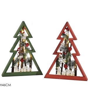 Χριστουγεννιάτικη Διακόσμηση Με Φως, Κλαδιά Και Κώνους 46cm Σε 2 Σχέδια