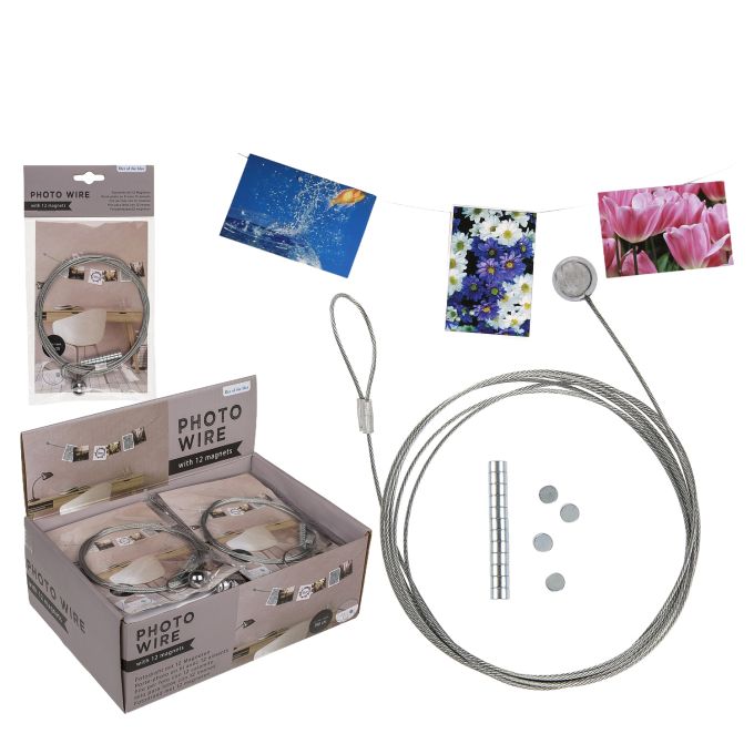 Μεταλλικό Σχοινί Για Κρέμασμα Φωτογραφιών Με 12 Μαγνήτες 190cm