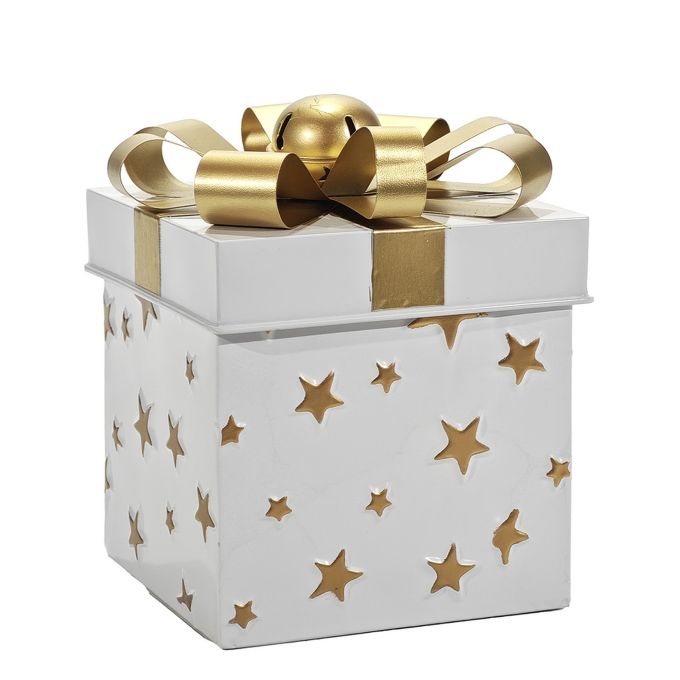 Χριστουγεννιάτικο Κουτί Δώρου Λευκό 20cm