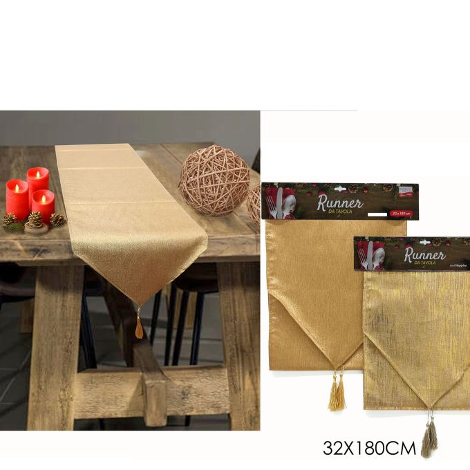 Χριστουγεννιάτικος Runner Τραπεζιού Χρυσό 32x180cm Σε 2 Σχέδια