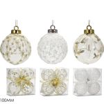 Χριστουγεννιάτικη Μπάλα Χρυσό 100mm Σετ 4Τμχ Σε 3 Σχέδια