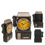 Κλειδοθήκη Τηλέφωνο 6 Θέσεων Με Ρολόι Μπρονζέ/Μαύρο Μέταλλο 26x35.5cm