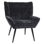 Πολυθρόνα ArteLibre TIVA Μαύρο Ύφασμα Σενίλ/Μέταλλο 84x78x77cm