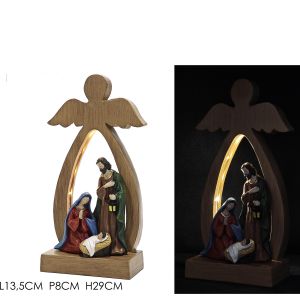 Χριστουγεννιάτικη Φάτνη Με Φως LED Θερμό 29cm