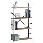 Ραφιέρα ArteLibre DARROW Με 4 Ράφια Δρυς/Μαύρο Μοριοσανίδα/Μέταλλο 58.6x23.5x112cm