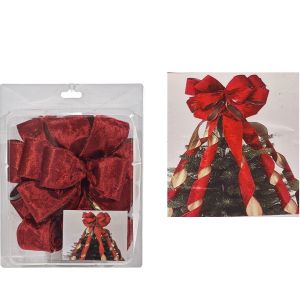 Χριστουγεννιάτικος Φιόγκος Κορυφής Βελούδινος Κόκκινο 205cm