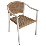 Πολυθρόνα Κήπου ArteLibre KINOSSA Λευκό/Φυσικό RATTAN Αλουμίνιο/Rattan 54x59x76cm