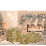 Χριστουγεννιάτικο Σετ Πακέτα Με 60 MicroLED Χρυσό 3Τμχ