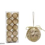 Χριστουγεννιάτικη Μπάλα Χρυσό 60mm Σετ 10Τμχ Σε 2 Σχέδια