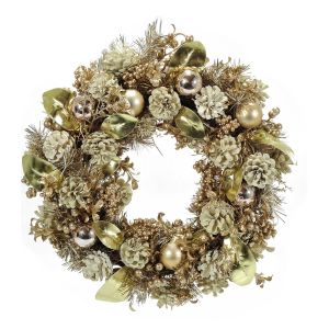 Χριστουγεννιάτικο Στεφάνι Με Χρυσά Berries Φ40cm