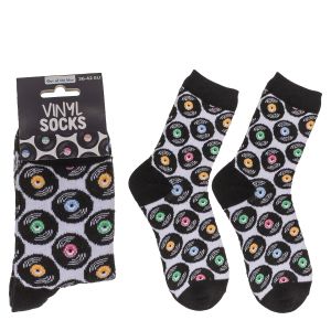 Κάλτσες Δίσκοι Βινυλίου Μαύρο 70% Βαμβάκι/25% Polyester/5% Ελαστάνη Μέγεθος 42-46