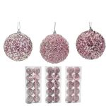 Χριστουγεννιάτικη Μπάλα Ροζ 60mm Σετ 10Τμχ Σε 3 Σχέδια