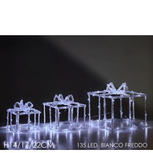 Χριστουγεννιάτικο Σετ Φωτιζόμενα Δώρα Με 135 LED Λευκό Ψυχρό Σετ 3Τμχ