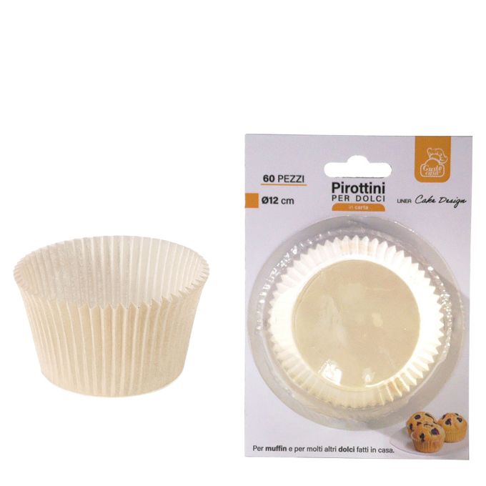 Σετ Χάρτινα Καψούλια Cake Design Λευκά Φ12x3cm Σετ 60Τμχ