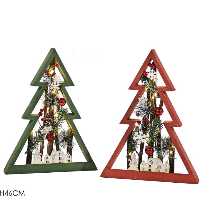 Χριστουγεννιάτικη Διακόσμηση Με Φως, Κλαδιά Και Κώνους 46cm Σε 2 Σχέδια