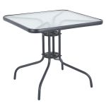 Τραπέζι Κήπου ArteLibre MARS Γκρι Μέταλλο/Γυαλί 80x80x70cm