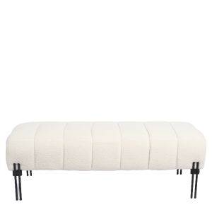 Παγκάκι Ottoman ArteLibre KUBO Λευκό Ύφασμα Teddy/Μέταλλο 40x116.5x50cm