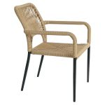 Πολυθρόνα Κήπου ArteLibre TINKISSO Μαύρο/Φυσικό Αλουμίνιο/Rattan 57x63x82cm