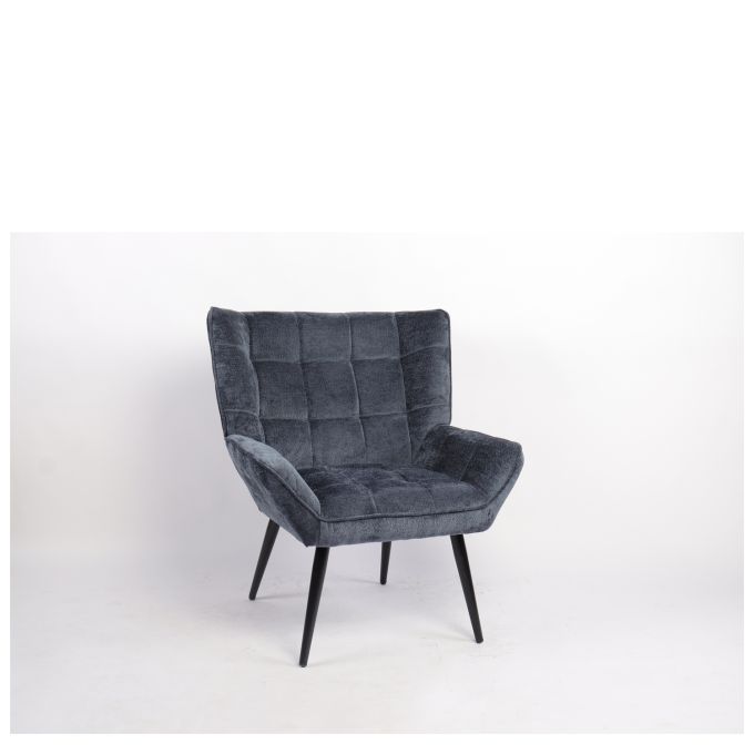 Πολυθρόνα ArteLibre TIVA Μπλε Ύφασμα Σενίλ/Μέταλλο 84x78x77cm