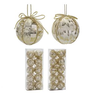 Χριστουγεννιάτικη Μπάλα Λευκό 60mm Σετ 10Τμχ Σε 2 Σχέδια