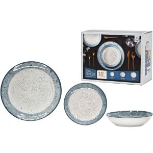 Σετ Πιάτων Demetra Γαλάζιο Πορσελάνη 26.7x20.3x19.1cm 18Τμχ