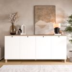 Μπουφές ArteLibre BALDER Λευκό/Φυσικό Μοριοσανίδα 180x42.1x80cm