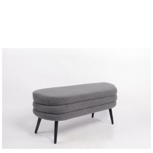 Παγκάκι Ottoman ArteLibre TONDO Γκρι Ύφασμα Teddy/Μέταλλο 42x112x44cm