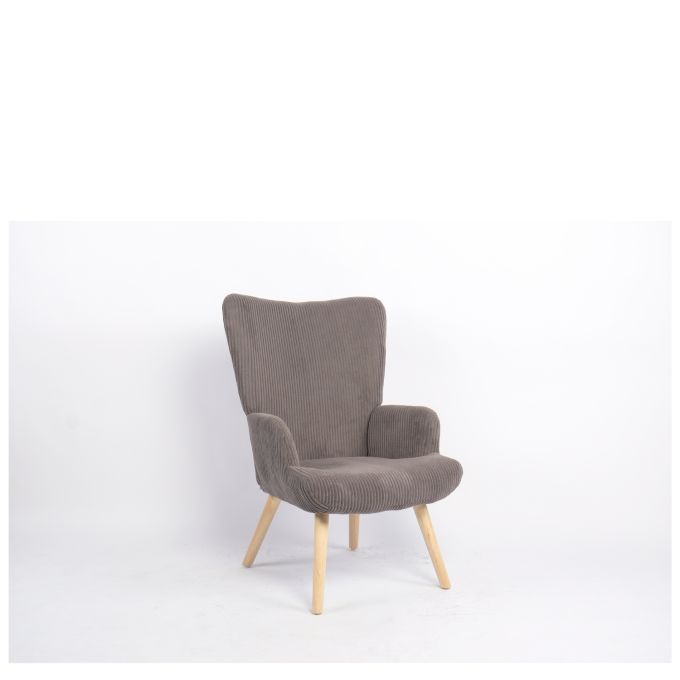 Πολυθρόνα ArteLibre LIRA Γκρι Ύφασμα Κοτλέ/Ξύλο 94.5x64x70.5cm