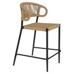 Σκαμπό Bar ArteLibre CEBU Μαύρο/Φυσικό Αλουμίνιο/Rattan 60x60x99cm