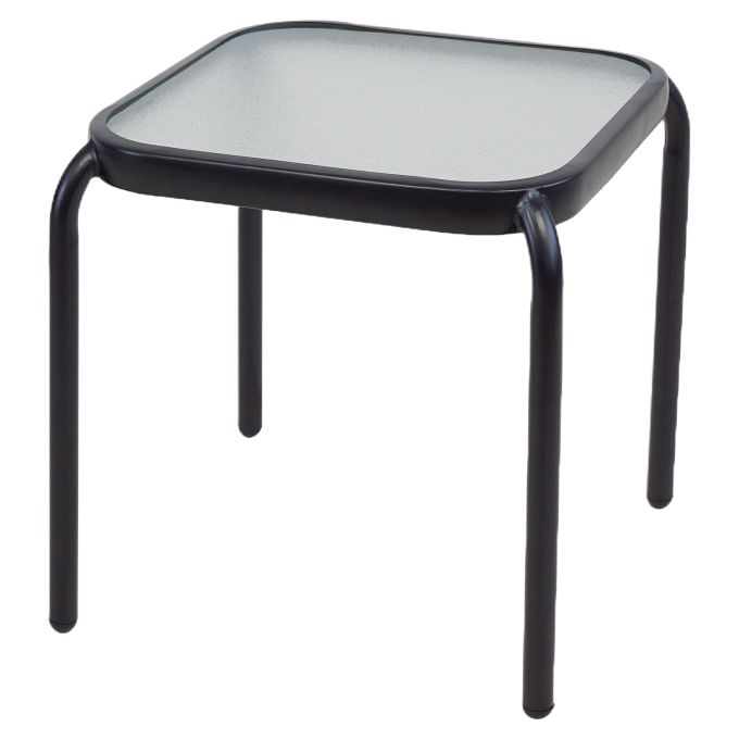 Τραπέζι Κήπου ArteLibre VEGA Μαύρο Μέταλλο/Γυαλί 40x40x43cm
