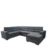 Καναπές Γωνιακός ArteLibre AVELON Γκρι Σκούρο Ύφασμα/Ξύλο 249x312x82cm