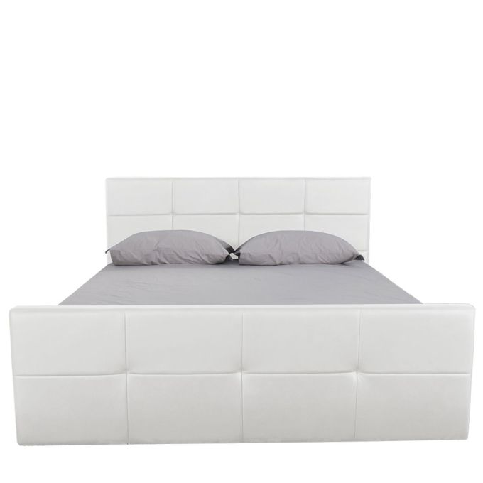 Κρεβάτι ArteLibre ANEMONE Λευκό PU Με Αποθηκευτικό Χώρο 217.5x170.5x100cm (Στρώμα 160x200cm)