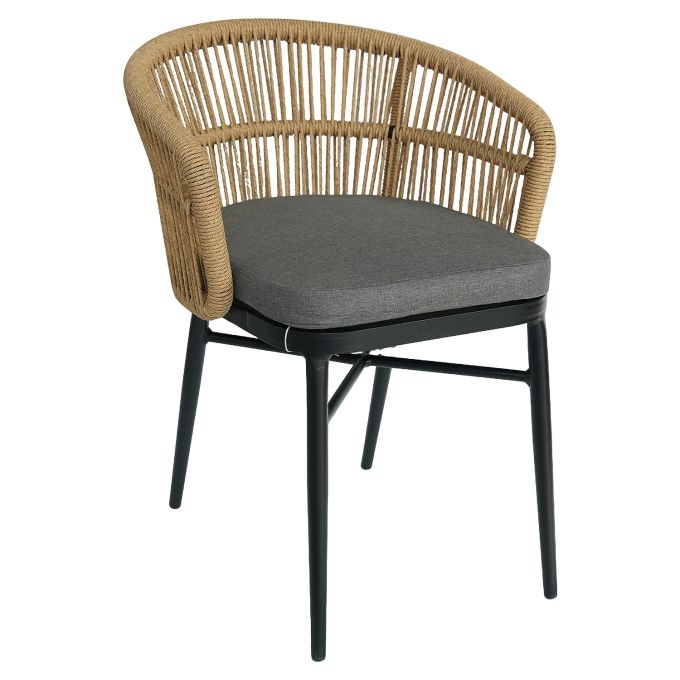 Πολυθρόνα Κήπου ArteLibre ARUBA Μαύρο/Φυσικό Αλουμίνιο/Rattan 58x61x75cm