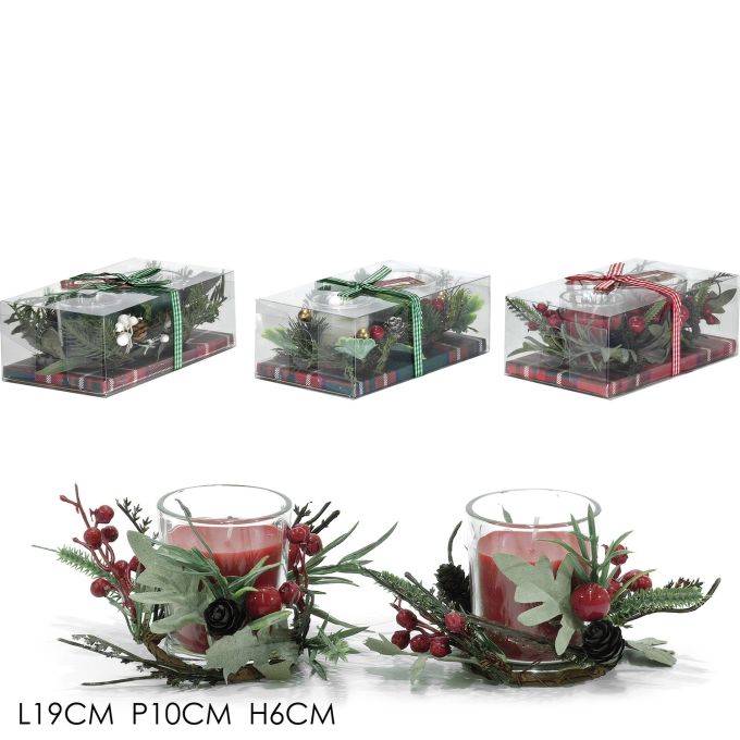 Χριστουγεννιάτικο Σετ Κεριά 6.5cm 2Τμχ Σε 3 Σχέδια