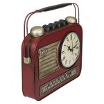 Κλειδοθήκη Ραδιόφωνο 6 Θέσεων Με Ρολόι Κόκκινο/Μαύρο Μέταλλο 29x7x28.5cm
