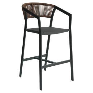 Σκαμπό Bar ArteLibre SANTORINI Μαύρο/Φυσικό Αλουμίνιο/Rattan 55x56x99cm