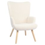 Πολυθρόνα ArteLibre LIRA Κρεμ Ύφασμα Κοτλέ/Ξύλο 94.5x64x70.5cm