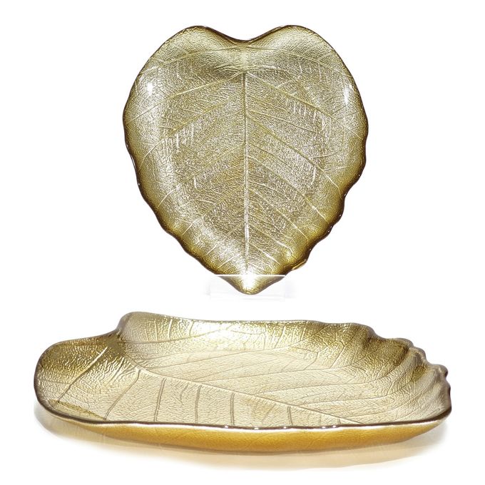 Χριστουγεννιάτικο Διακοσμητικό Πιάτο Φύλλο Χρυσό 19cm