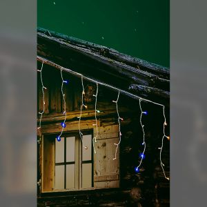 100 LED Κουρτίνα Εσωτ. & Εξωτ. Χώρου Με 8 Προγράμματα Και Μετασχηματιστή Πολύχρωμο Φως Λευκό Καλώδιο Επεκτεινόμενο IP44