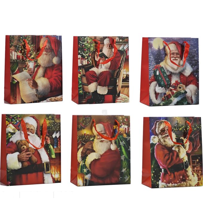 Χριστουγεννιάτικη Τσάντα Δώρου Μικρή Με Γκλίτερ 18x10x23cm Σε 6 Σχέδια