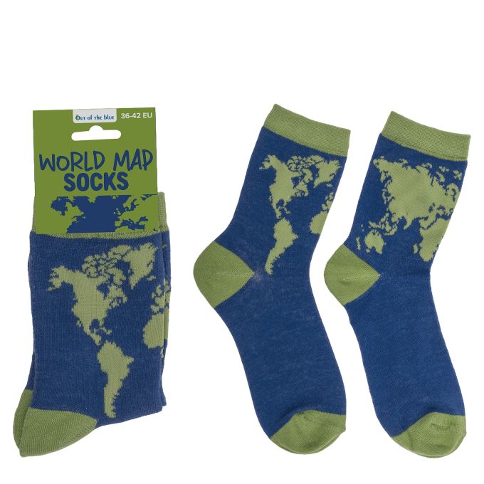 Κάλτσες Παγκόσμιος Χάρτης Μπλε/Πράσινο 70% Βαμβάκι/25% Polyester/5% Ελαστάνη Μέγεθος 36-42
