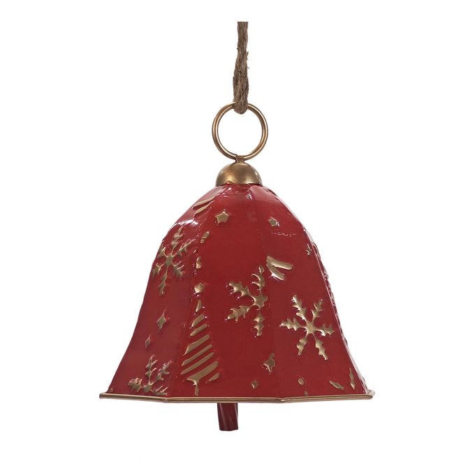 Χριστουγεννιάτικο Κρεμαστό Διακοσμητικό Καμπάνα Κόκκινο/Χρυσό 19.5x24cm