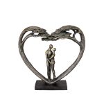 Γλυπτό Καρδιά 'Love Tree' Ζευγάρι Μοτίβο Πολυρεζίνη Μπρονζέ 8x32x31.5cm