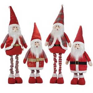 Χριστουγεννιάτικος Άγιος Βασίλης Με Εκτεινόμενα Πόδια 85/130cm Κόκκινο/Λευκό Σε 4 Σχέδια