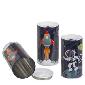 Κουμπαράς Διάστημα Με Αποσπώμενο Καπάκι Μέταλλο 15.5x8cm Σε 2 Σχέδια