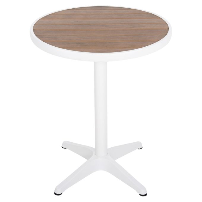 Τραπέζι Κήπου ArteLibre RAROTONGA Λευκό/Καρυδί Αλουμίνιο/Polywood Φ60x70cm