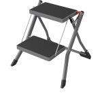 Σκαμπό Διπλής Σκάλας Γκρι Ατσάλινο 49.5x48.5x44.5cm