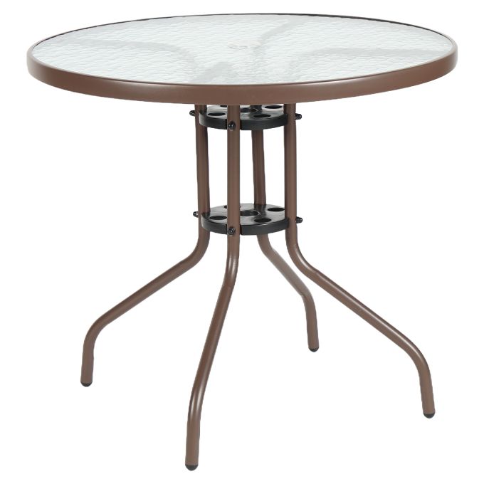 Τραπέζι Κήπου ArteLibre EARTH Καφέ Μέταλλο/Γυαλί Φ80x70cm